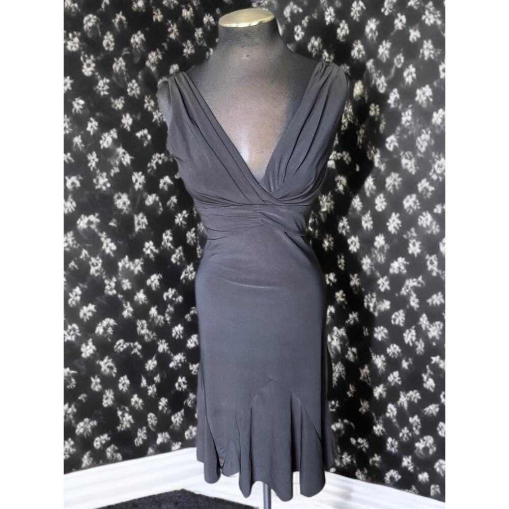 Y2K Black Cocktail Dress Ruched Empire Waist Mini Dress XS S